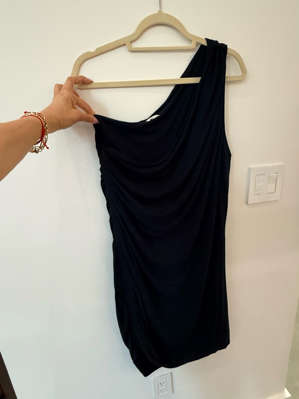 a new day Black One-Shoulder Draped Dress